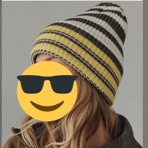 Anthropologie Ribbed Stripe Beanie